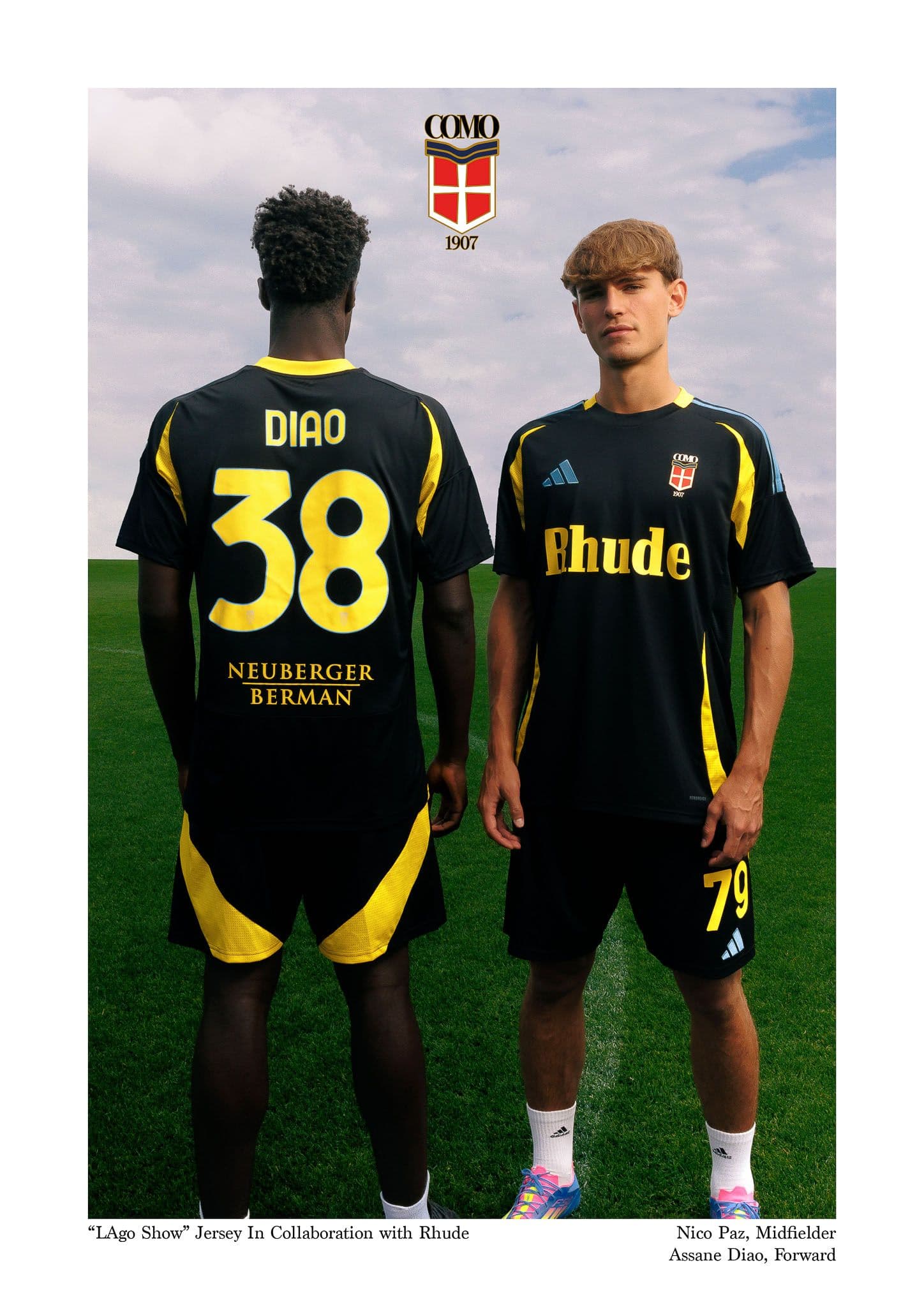 Rhude y Adidas juntos en el nuevo uniforme de Como 1907