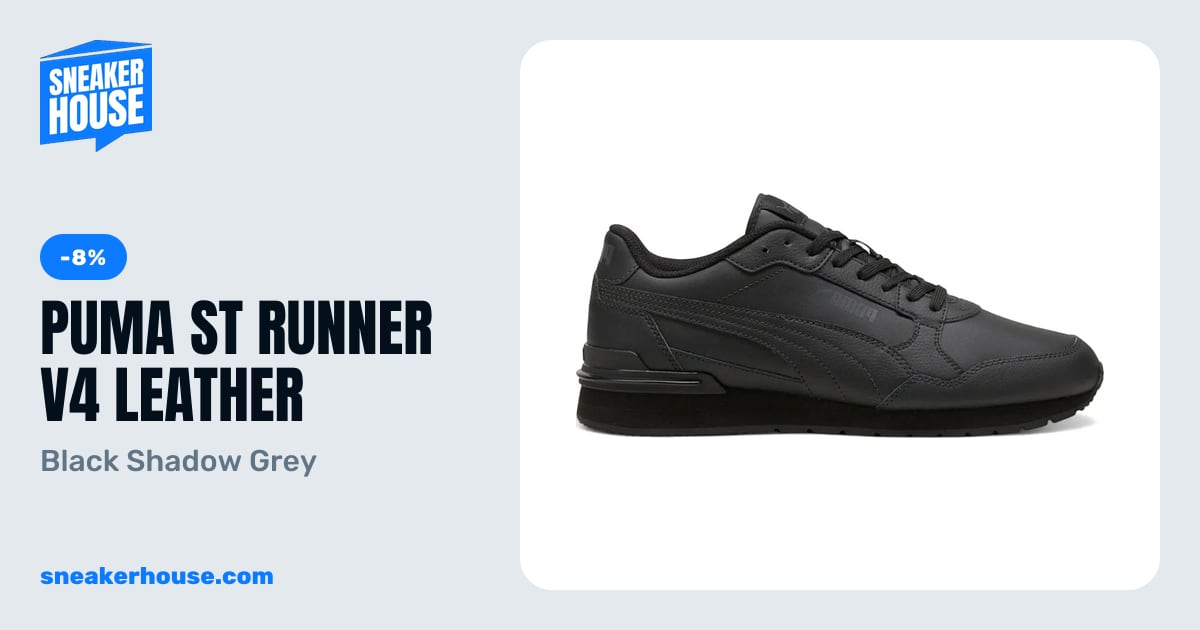 Puma ST Runner v4 Leather - Black Shadow Grey | SneakerHouse